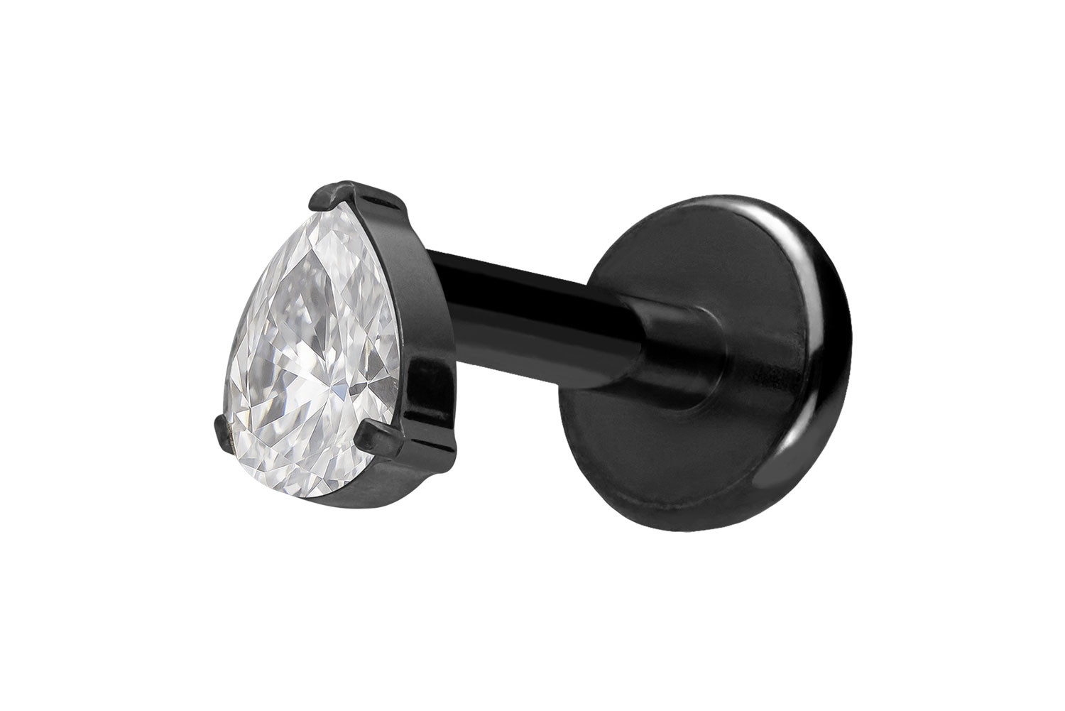 Titan Labret Piercing mit Push Fit KRISTALLTROPFEN